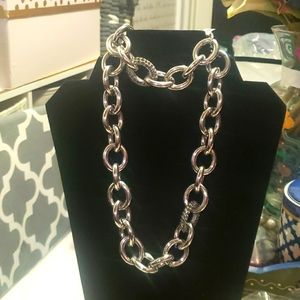 NWT Banana Republic Black Rhinestone Toggle Chain Necklace Bracelet Set